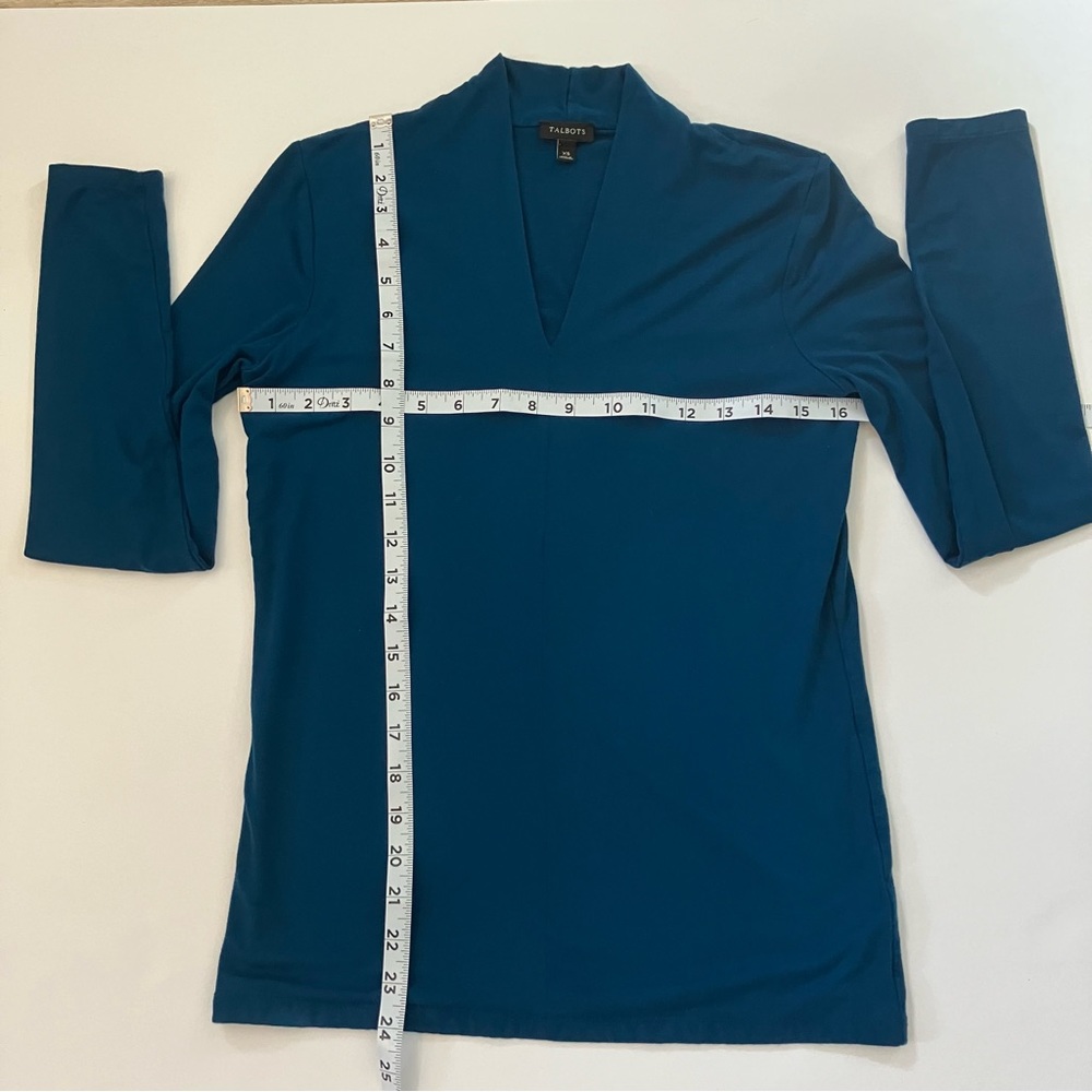 Talbots solid blue blouse - Picture 4 of 8